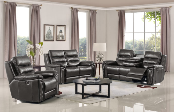 Jetson Power Reclining Sofa – Leather Air Code # G12 Grey
