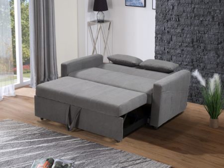 Transformer Convertible Fabric Loveseat Bed – Charcoal Grey