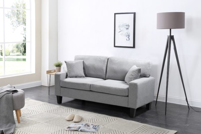 Zara 3-PC Living Room Fabric Sofa Set – Grey