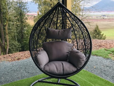 Teardrop swing with dark grey cushion