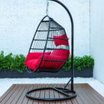 Single folding swing with red cushion