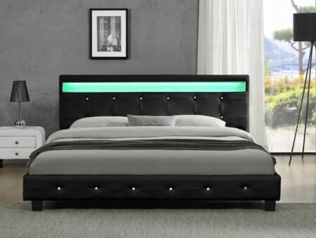 Kyoto - Black Leather LED Bed Frame