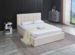 Havannah – Beige Velvet Fabric Hydraulic Lift Storage Bed Frame