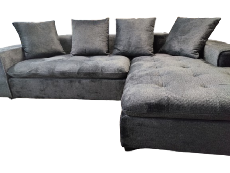 Sydney Sectional Couch/Sofa with Left or Right Chaise - Dark Grey