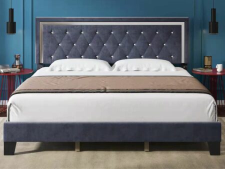 Nairobi - Grey Velvet Fabric Bed Frame