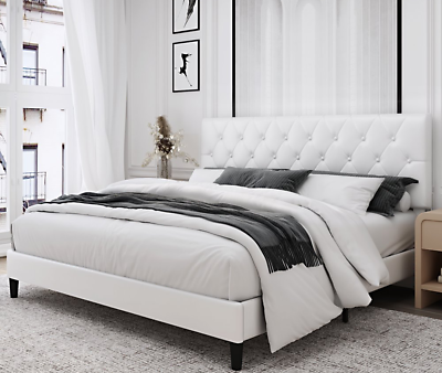 Paris – White Leather Bed Frame