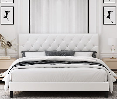 Paris – White Leather Bed Frame