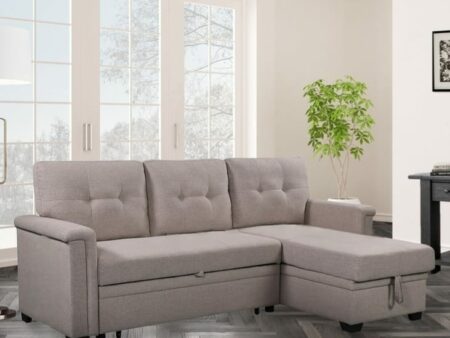Jasper Sectional Sofa Bed With Storage – Beige